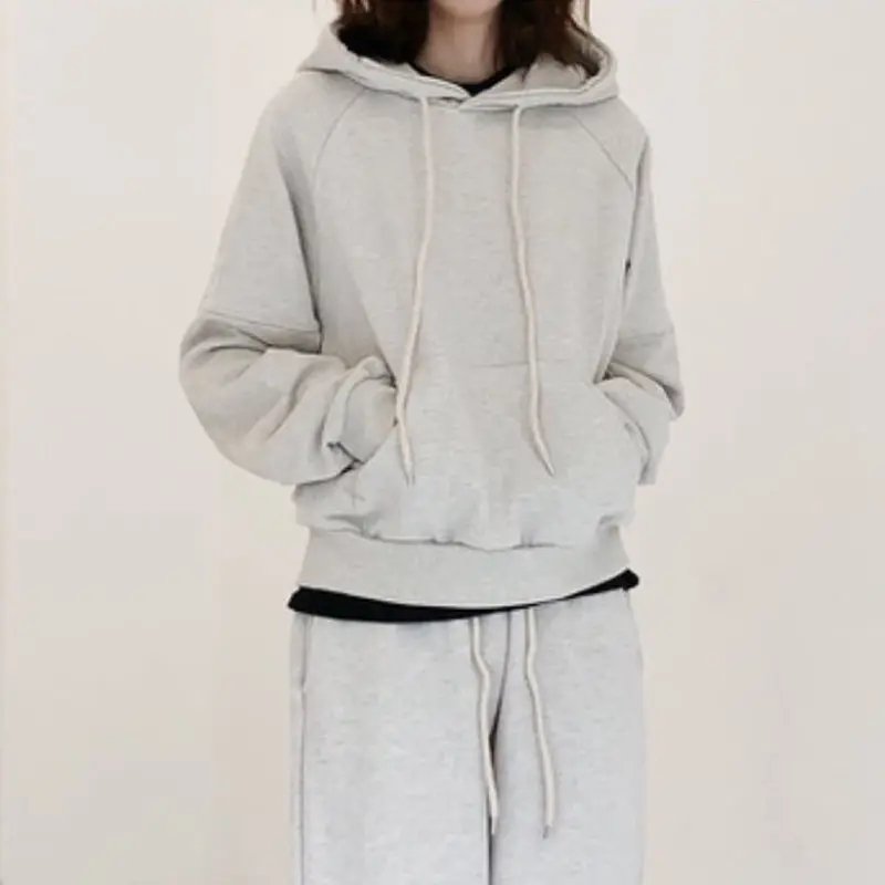 

Suit , Female Hooded 2020 Autumn and Winter Korean -Style Loose Slimming Student Sports Casual Two - Piece Set