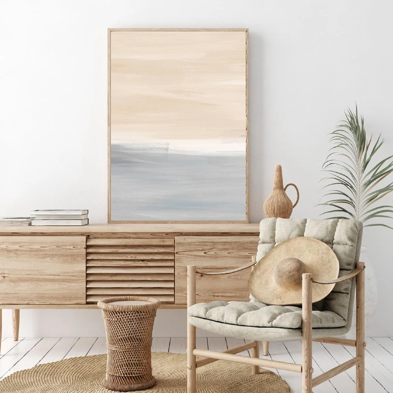 

Beige and Grey Abstract Watercolor Painting Print Minimalist Wall Art Canvas Poster Nordic Home Decor Picture for Living Room