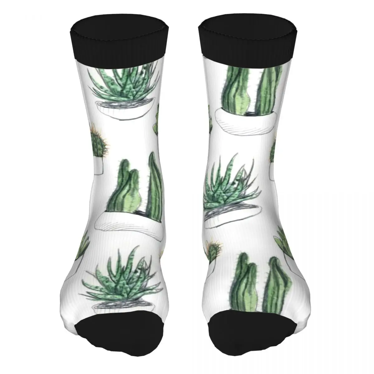 

Мужские акварельные носки-кактусы, суккуленты, 5% спандекс, одежда, винтажные толстые носки средней длины, носки для подарка