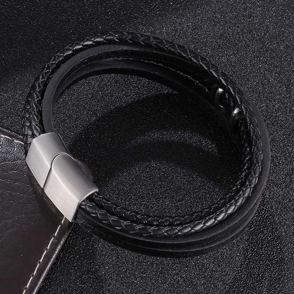 Модные Многослойные плетеные кожаные браслеты для мужчин ювелирные изделия из