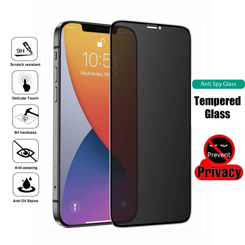 

Anti Spy Tempered Glass For iPhone X XR XS 11 12 Pro Max 8 7 6 6S Plus SE 2020 Screen Protector Privacy Glass Front Film