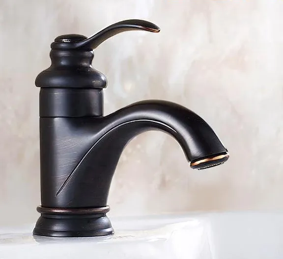 Black Oil Rubbed Brass Single Hole Deck Mounted Handle Lever Bathroom Vessel Basin Sink Faucet Mixer Water Taps mnf065 | Обустройство