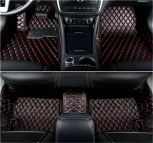 Black red Автомобильные коврики для ног роскошные кожаные Коврики для TOYOTA BENZ Mazda CX-5 3 Ford hyundai land cruiser Volkswagen Skoda Nissan - Название цвета: Black red
