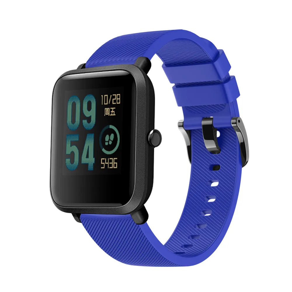 Синий Мягкий силиконовый ремешок для часов для Xiaomi Huami Amazfit Bip ремешок 20 мм ремешок для часов браслет для Huami Amazfit GTS GTR 42 мм часы - Цвет: Синий