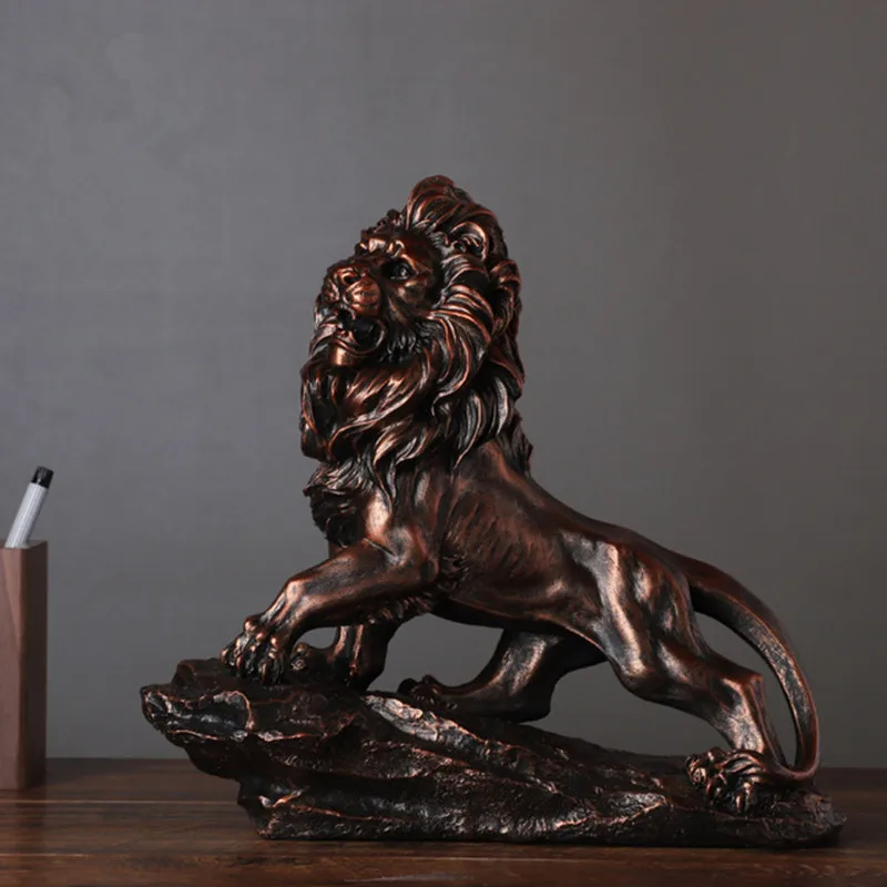 

Новая современная статуя из смолы в виде льва, скульптура, украшение для дома, офисное украшение, полимерные ремесла, искусства