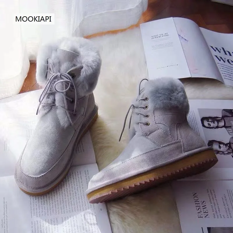 В 2019 году Новейшие европейские женские зимние сапоги из овчины и меха ботинки