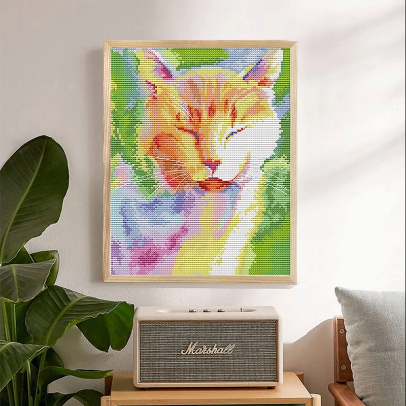 Joy Sunday Набор для вышивки крестиком акварель Кот на солнце 14CT 11CT наборы DIY