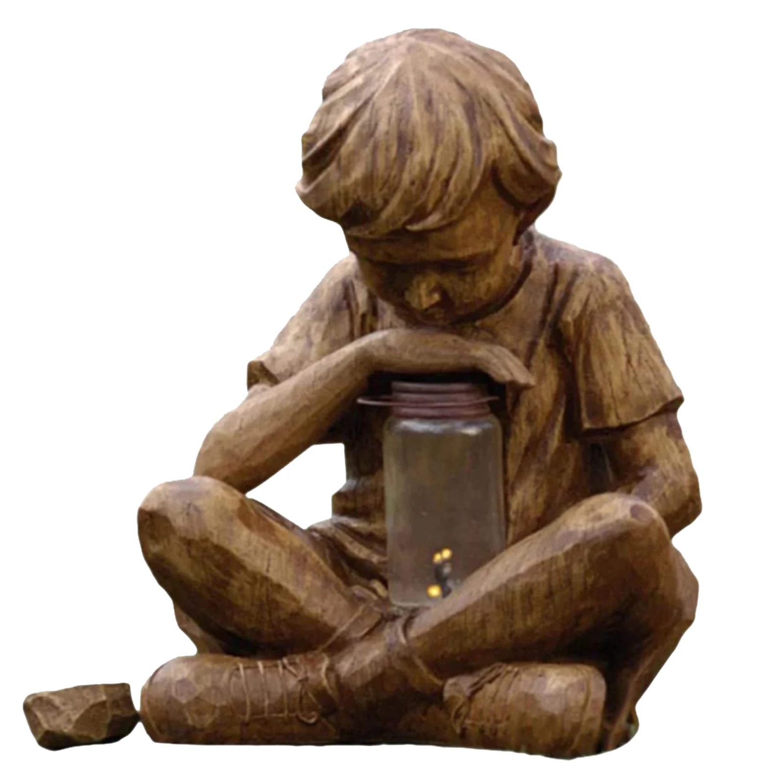 

Innovative Prodigy Statue Garden Decoration Resin Craft Art Realistic Antique Wood Veneer Exquisite Lawn Decoration