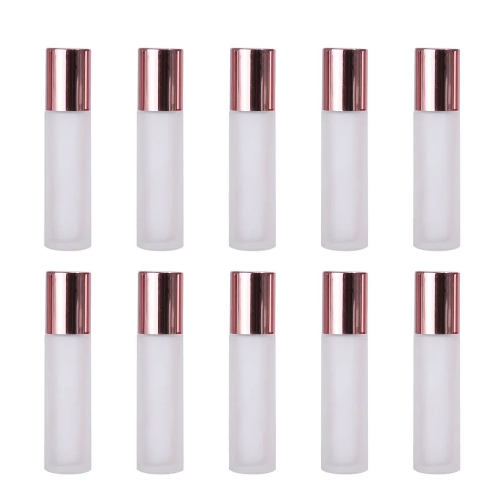 

10 Pcs/Set 10ml Essential Oil Glass Bottles With Roller Balls Perfume Refillable Empty Bottle Travel Clear Container Makeup Tool