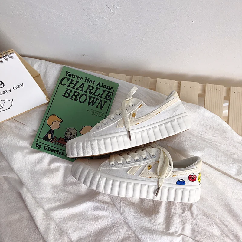 Кроссовки женские на плоской подошве Вулканизированная подошва холщовые