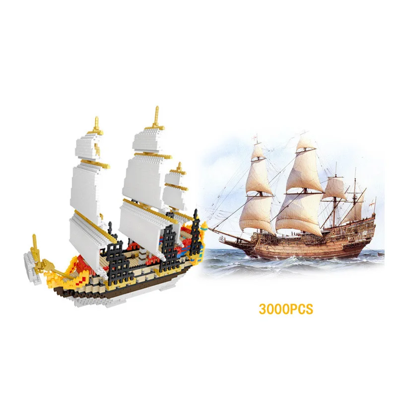 Классический морской возраст большой корабль микро алмаз Блок Собрать nanobricks