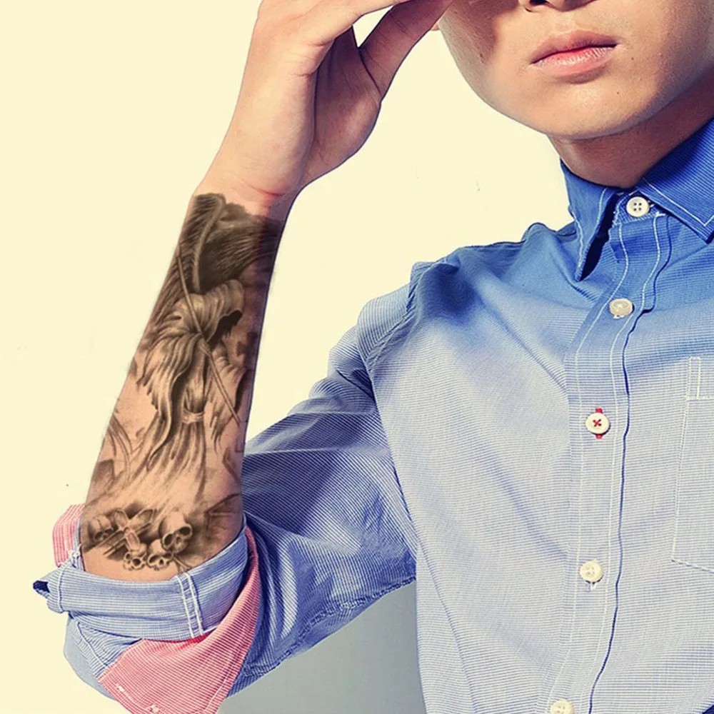 Крутая Мода Панк Череп шаблон временная татуировка Водонепроницаемая Мужская o