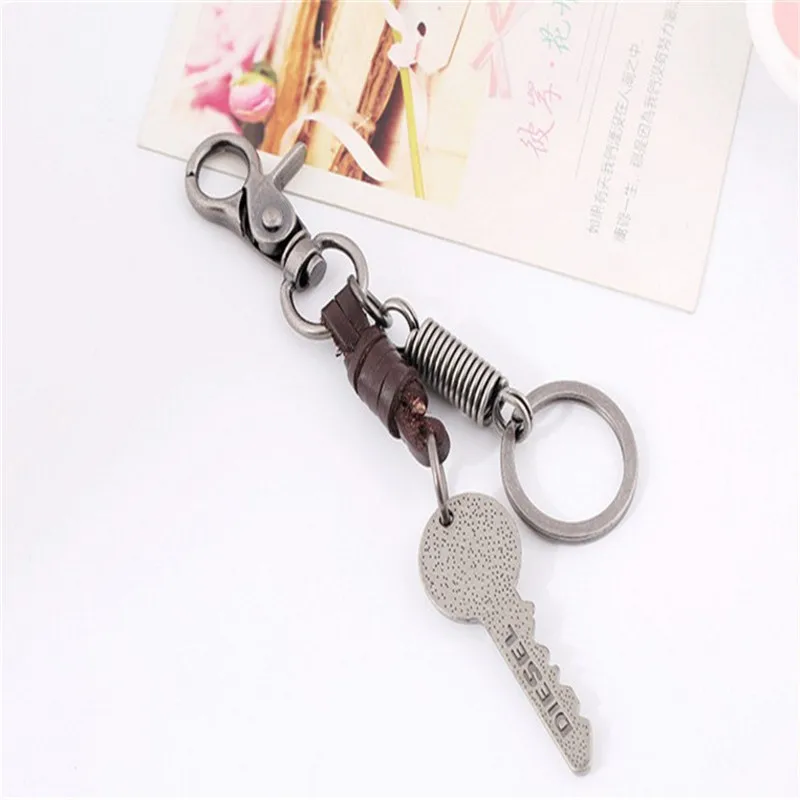 Leather Strap Copper Key Chain Ring Keychain Vintage Holder Waistband Accessories Spring Keyrings | Украшения и аксессуары