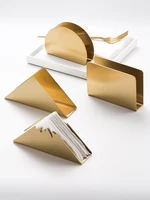 stainless steel golden triangle tissue box restaurant napkin storage rack luxury metal tissue storage container home decoration