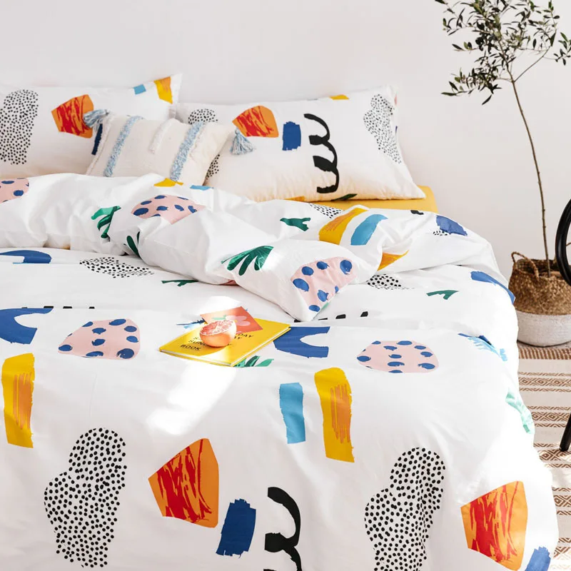 

Cute Cartoon Style Bedding Set Fruit Cartoons Flat Sheets Adult Children Bed Linen Duvet Quilt Cover Pillowcase Kawaii Bedding