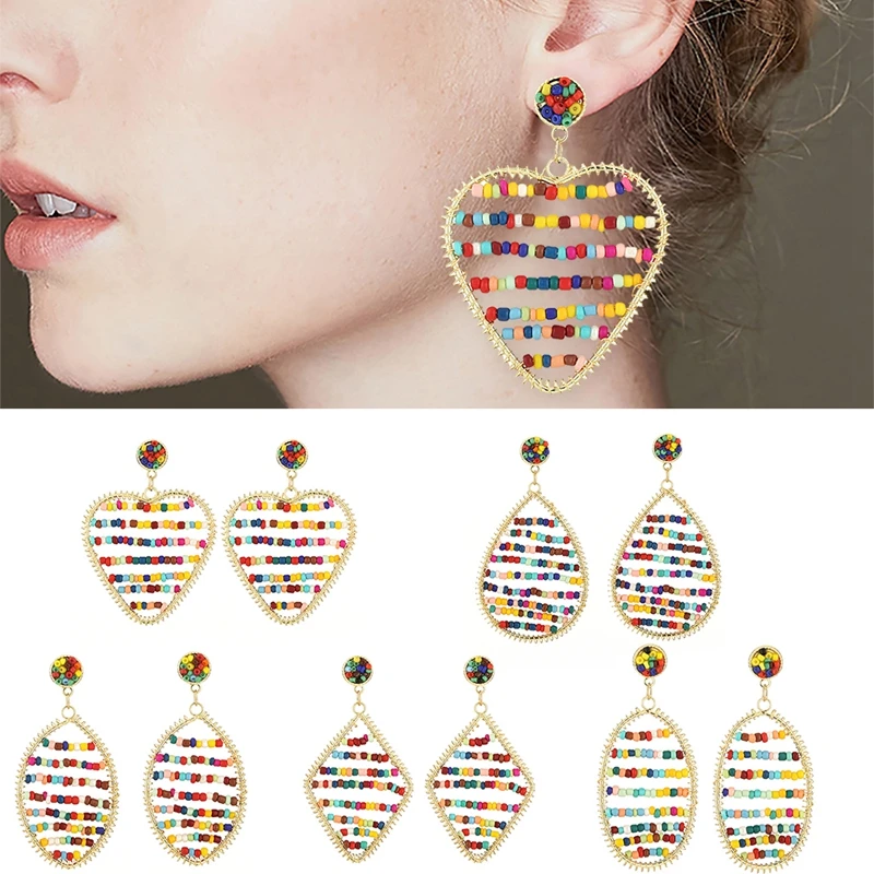 

Bohemia Dangle Earrings Beaded Fashion Jewelry Handmade Geometric Drop Earrings Pendant Earrings For Women Jewelry Accessories