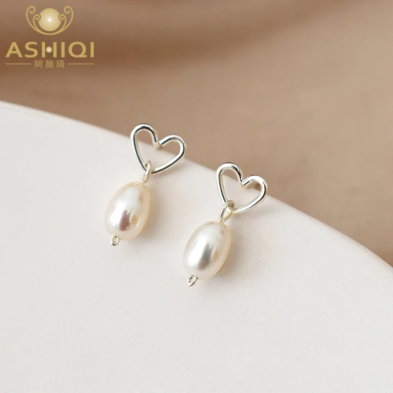 

ASHIQI Natural Freshwater Pearl 925 Sterling Silver Earrings Jewelry 2021 New For Women
