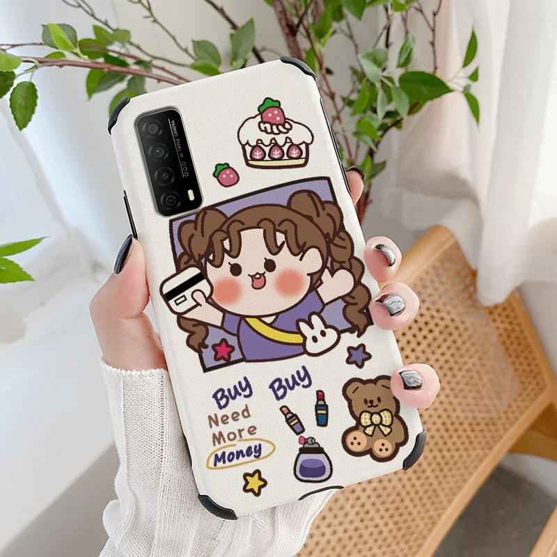 

Gold Little Bear Phone Case For Huawei P Smart 2021 Y7A Liquid Silicone Cover