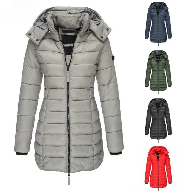 Winter Warm Long Jacket Coat Parka Ladies Hooded Padded Puffer Womens Quilted