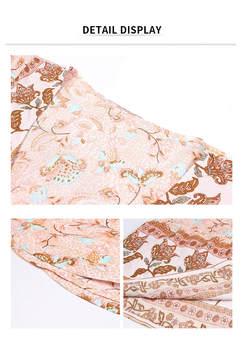 

Floral Print Long Dress for Women 2021 Boho Beach Summer Sexy V Neck Split Vintage Casual Elegant Party Dress
