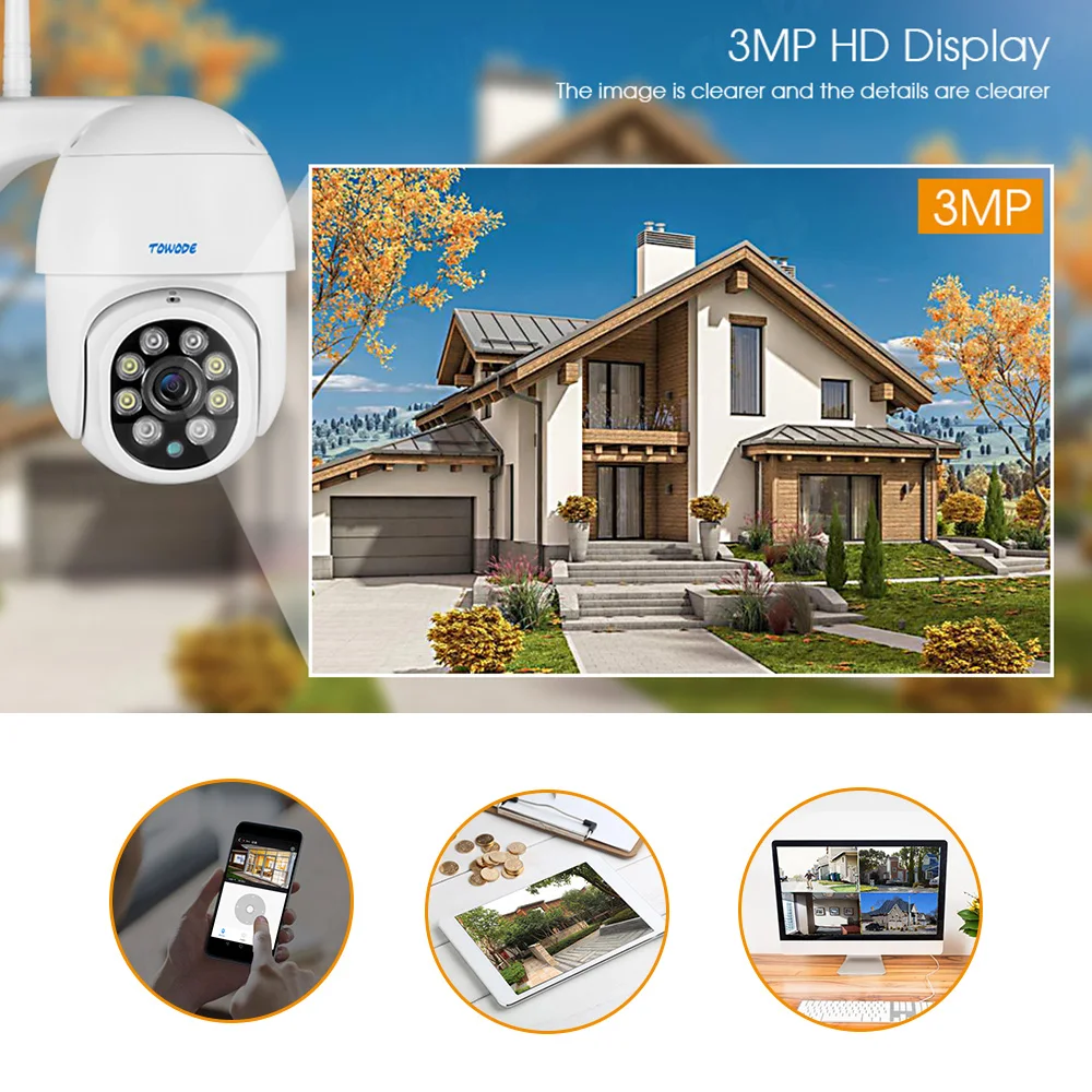 KERUI 3MP WIFI купольная IP камера наружная Водонепроницаемая беспроводная CCTV Домашняя
