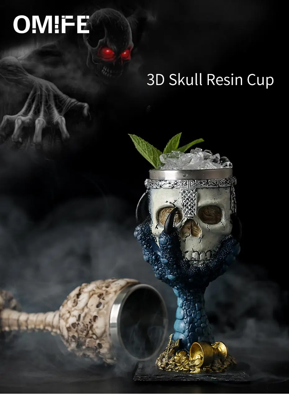 Omife Creative Skull Mug Game Of Thrones 3D Beer Cups Viking Anime Wine Tumbler Cartoon Coffee Cup Halloween Mugs Gift Drinkware