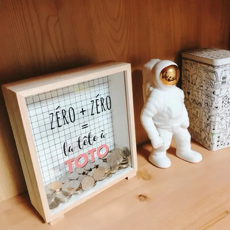 Ins Creative Wooden Art Piggy Bank Bedroom Desktop Decoration Ornaments Sundries Storage Box Props | Дом и сад