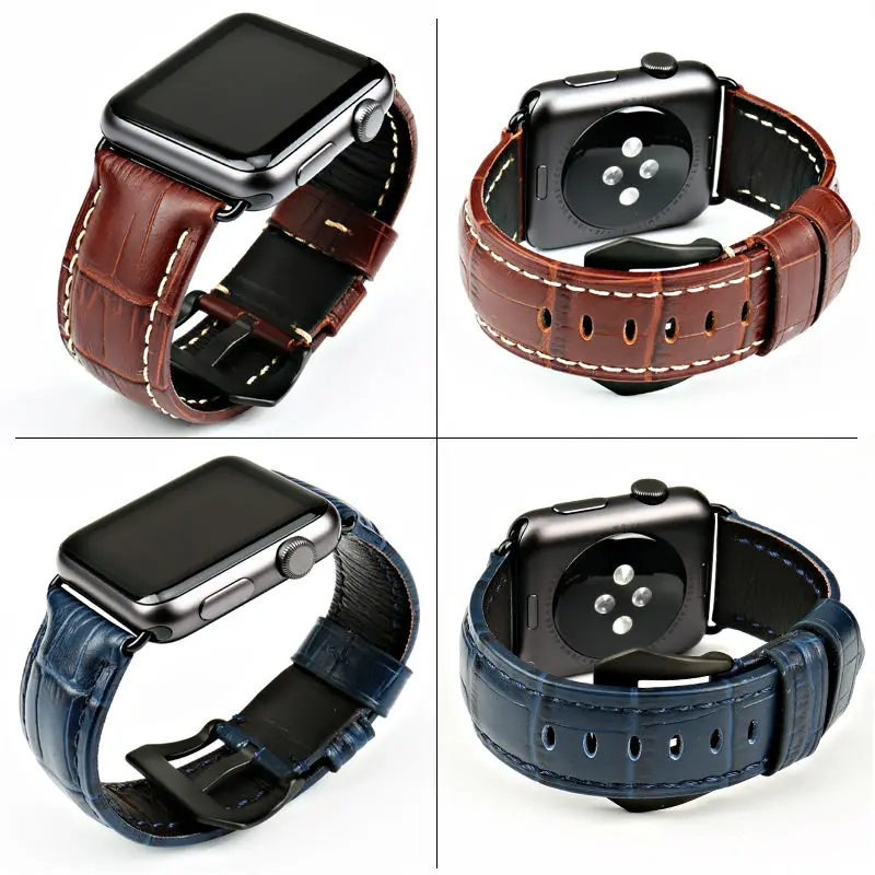 MAIKES Watch Accessories Genuine Leather Watch Strap For Apple Watch Band Series 7 6 5 SE For iWatch Watchband 45mm  41mm 42mm
