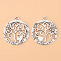 10pcslot mom you are the heart of my family life tree round tibetan silver charms pendants for diy jewelry making accessories