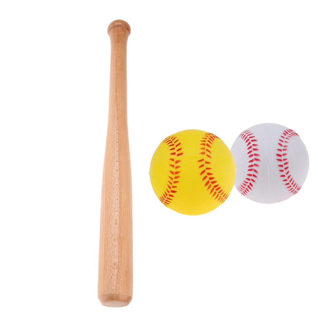 

Wooden Baseball Bat Training Practicing Equip 54CM Soft Round Wooden Ball And 2 Pieces PU Balls