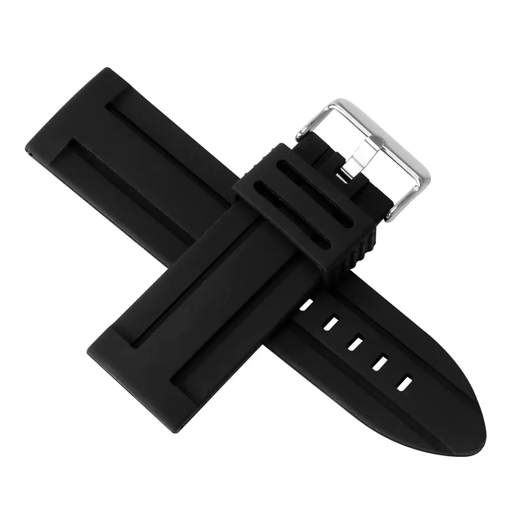 28mm 30mm Black Silicone Watchband Men's Pin Buckle Strap 7 Holes Silica Gel Watches Straps Practical Replacement Bracelet Man images - 6
