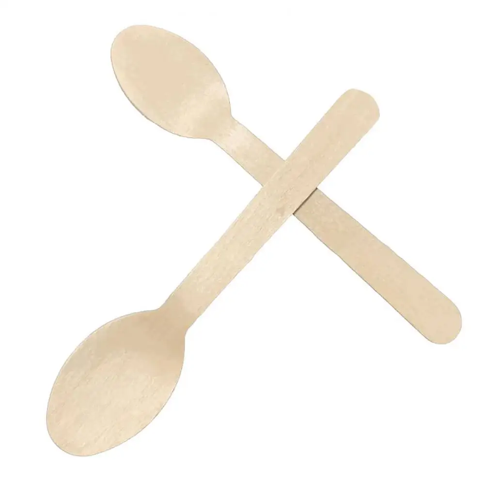 100Pcs wood spoons Biodegradable Disposable Dessert cake Birthday Cake Dinner eco-friendly | Дом и сад