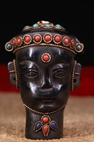 tibetan monasteries collect meteorites hand made filigree inlaid gemstones dzi beads buddha head with magnetism