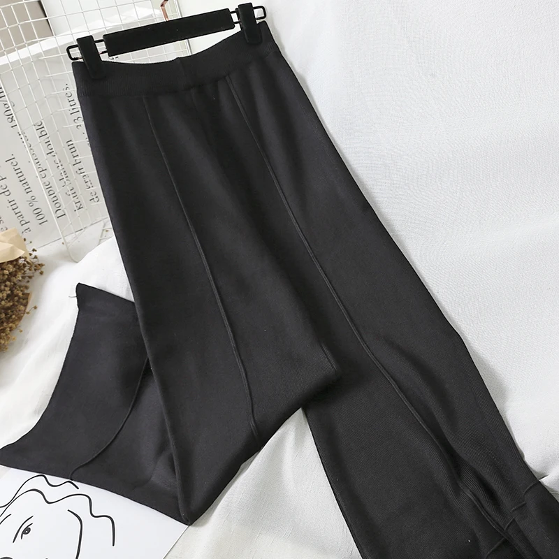 Брюки женские трикотажные с широкими штанинами Осень-зима Mw816 | Женская одежда