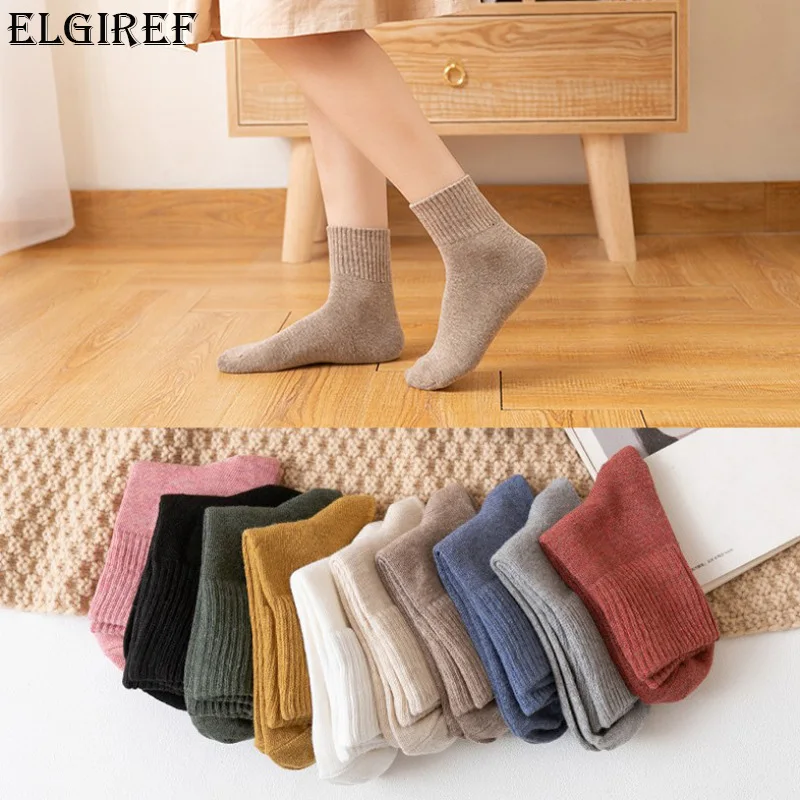Autumn Winter Warm Women Cotton Socks Girls Casual Socks New Colorful Special Comfortable Knitted 10 Pcs = 5 Pairs 5 Pairs/lot