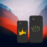 crown power cartoon phone case black color for iphone 13 12 mini 11 pro x xr xs max 7 8 6 6s plus se cover funda