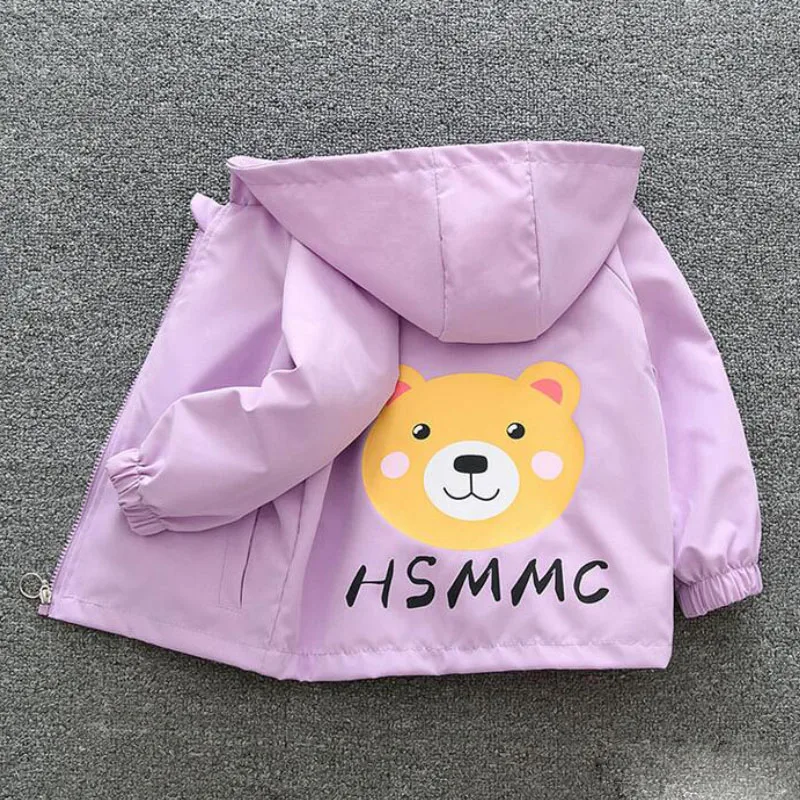 

Jacket for girls sweet cartoon letter print Weatherproof Hooded coat 2-11 years old Cuhk Children's Fashion Quality Kids clothes