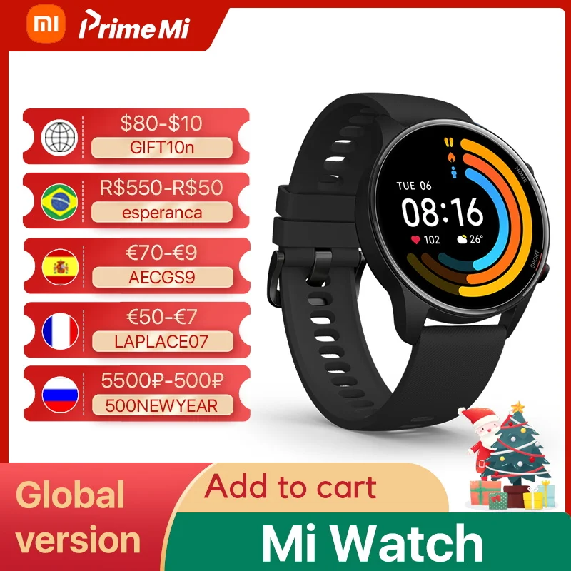 

Умные часы Xiaomi Mi, умные часы с измерением уровня кислорода в крови, GPS, Bluetooth, пульсометром, водонепроницаемые Смарт-часы Mi 5 атм