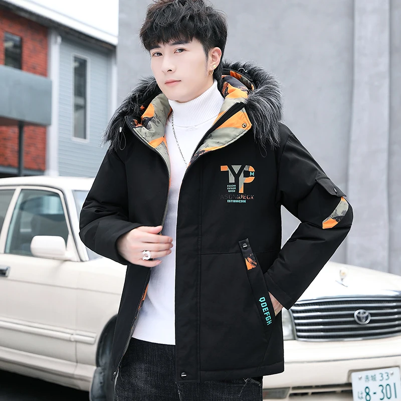 Autumn Winter Parkas 2022 Fashion Men's Fur Hooded Cotton-Padded Jackets Korean Youth Slim Casual Outwear Thick Warn Down Coats