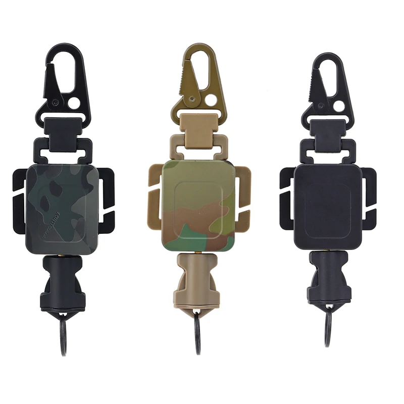 

Tactical 2 In 1 Anti-theft Telescopic Buckle Retractable Keychain Ring Small Pouch Spring Rope Keychain Holder Safety Rope