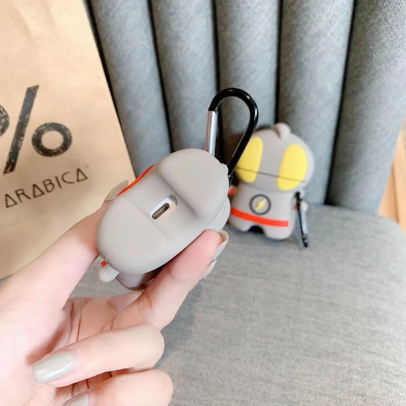 NEW 3D Earphone Cases For AirPods Case Silicone Cute Cartoon Ultraman Cover Apple Air pods 2 Funny for Earpods Ring Str | Электроника