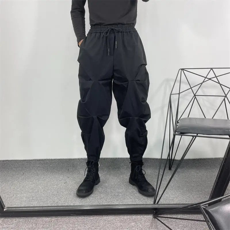 Men Harun Pants Autumn Winter New Style Individual Character Drape Design Tooling Wind Youth Leisure Loose Large Size Trousers