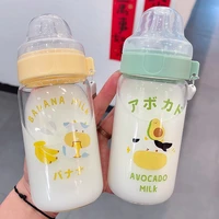 cute cartoon glass water cups pacifier straw cup suitable for adult children milk glass bottle baby feeding bottle glass cup