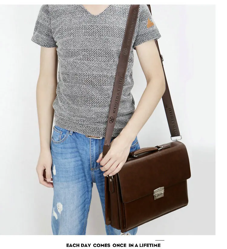 Business Men's Bag Large Capacity Cowhide Leather briefcase Horizon Password Lock Shoulder Messenger Bag