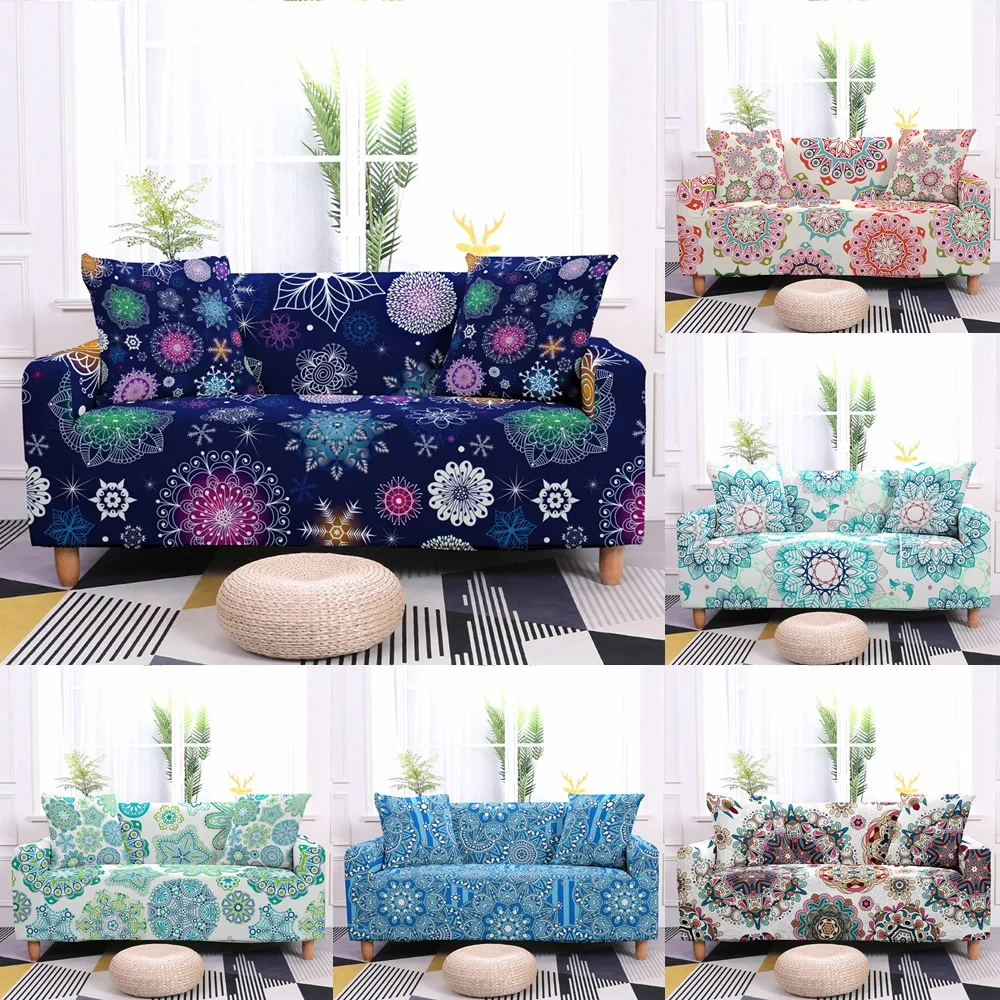 

Boho Elastic Sofa Cover Living Room Sectional Corner L-Shape Floral Flower Couch Covers Colorful Slipcover Home Decor 1-4 Seater