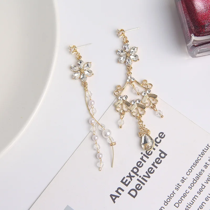 Винтажные Женские Висячие серьги с кристаллами в форме капли воды корейский