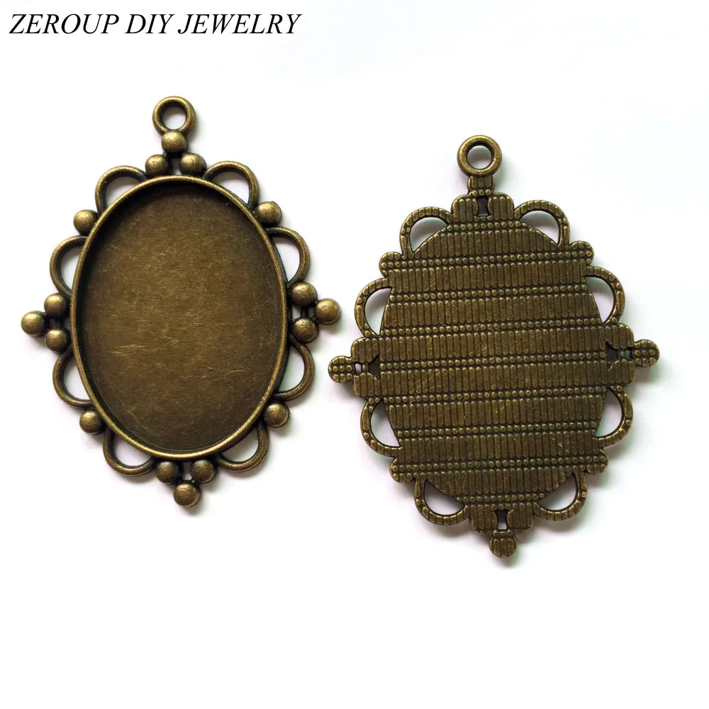 

5pcs/lot 30x40mm DIY Flat Back Jewelry Finding Oval Glass Cabochon Antique Bronze Pendant Tray MC-1004