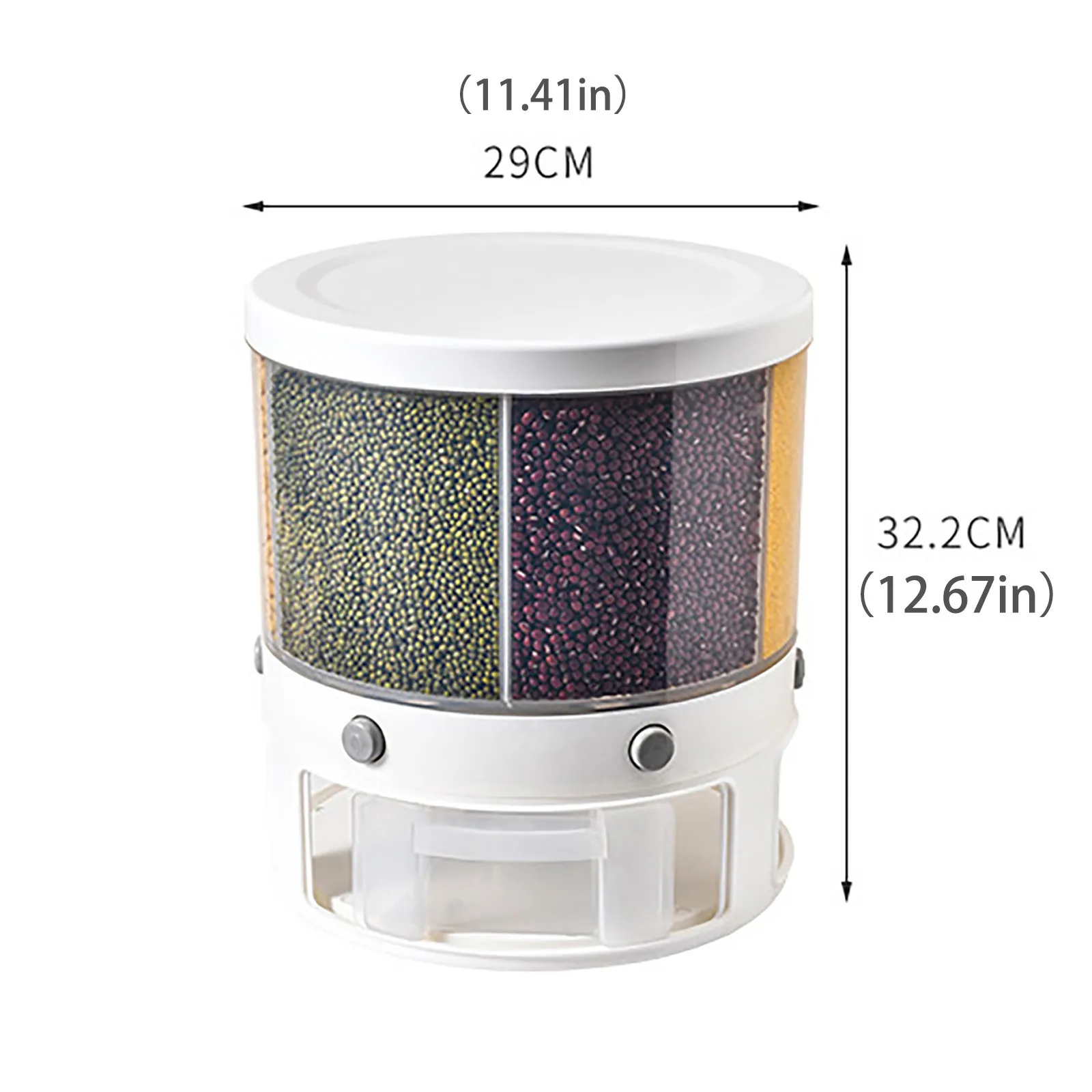 

10L Large capacity Miscellaneous grains tank Food Storage Box Rotatable Dividing Rice Bucket Household Moisture Insect Proof