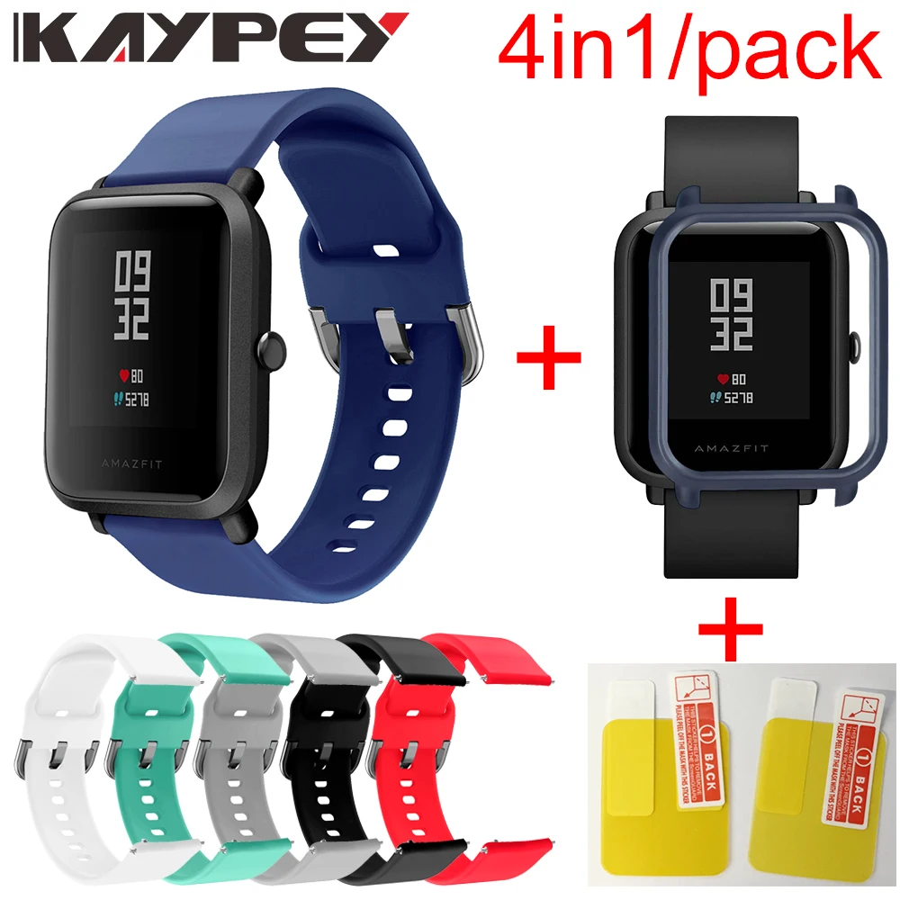 Силиконовый ремешок 4 в 1 для спортивного браслета Xiaomi Huami Amazfit Bip BIT аксессуары