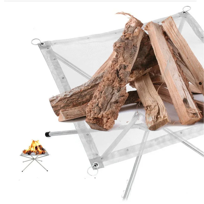 

Outdoor Portable Fire Rack Folding Grill Stainless Steel Lighting Stove Ultra Light Mesh Heating Wood Stove Camping Point Stove